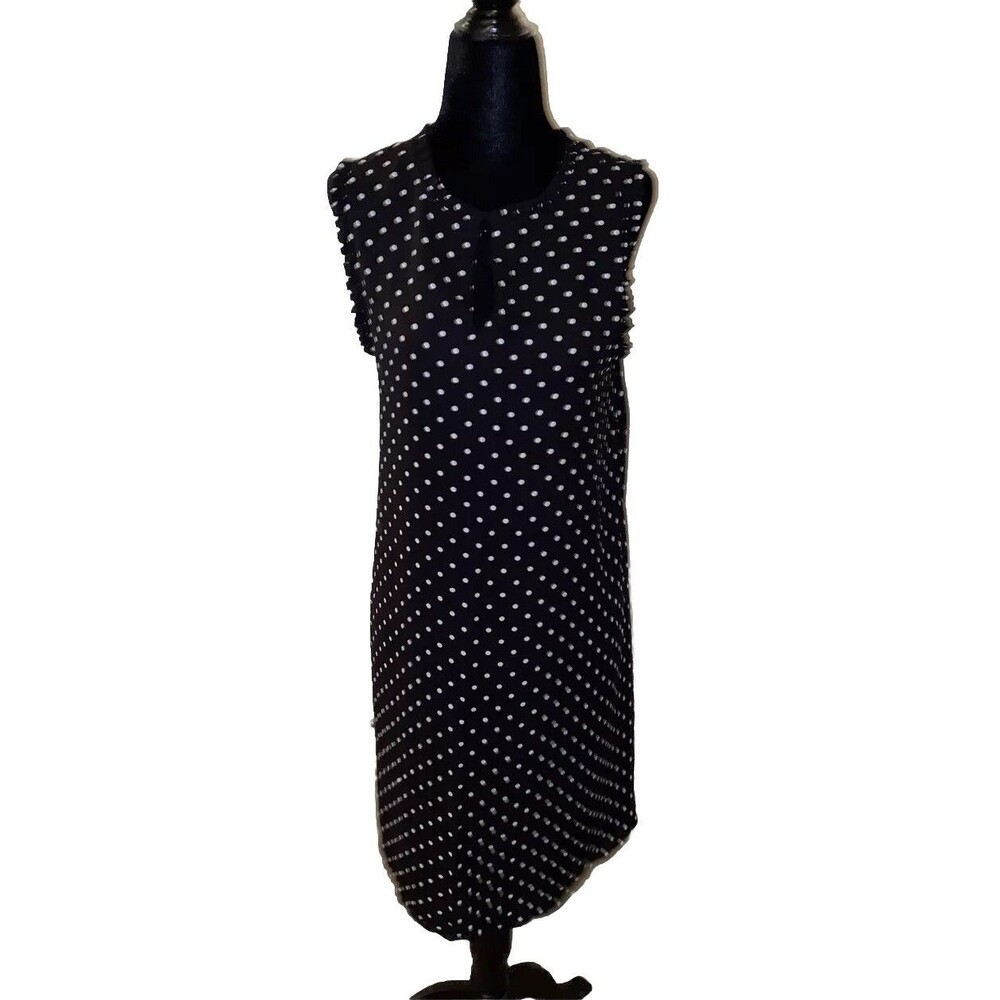 Katherine Barclay Black & White Polka Dot Sleeveless Dress